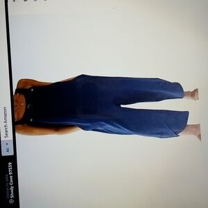 Cotton Bib Overalls Baggy Wide Leg Jumpsuit Size Large Navy Blue New